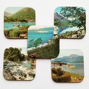 Vintage Set of 5 Photograph Coasters